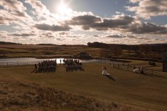 Aerial view - Couple exchanging vows